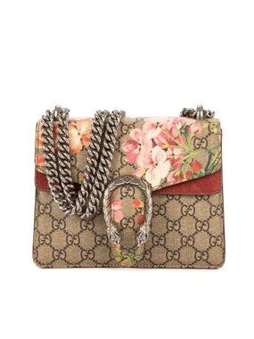 Gucci Blooms Dionysus Beige Burgundy Supreme Canvas Shoulder Bag